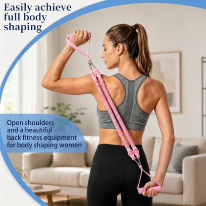 Resistance Band with Handle 100LBS Pedal Resistance Bands for Pilates Yoga Physical Therapy Leg,Abdomen,Waist,Arm,Workout Bands Exercise Resistance Bands Set for Women - color: Pink with foot massagers
