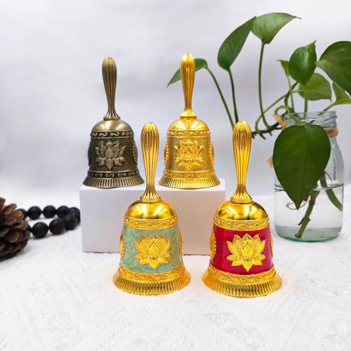 Hourwof Hand Call Bell,Metal Lotus Service Bell for Dinner Wedding - color: Gold