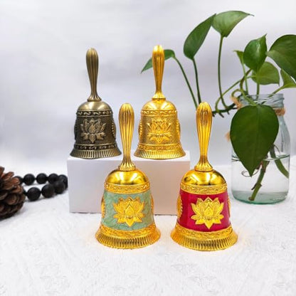 Hourwof Hand Call Bell,Metal Lotus Service Bell for Dinner Wedding - color: Gold