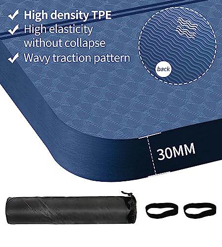 nuveti Large Exercise Mat - 15mm/20mm/30mm Thick Yoga Mat | Workout Mat for Fitness, Yoga, Pilates, Stretching & Floor Exercises for Women & Men with Free Carrying Bag - color: DarkBlue, size: 183X80X30MM
