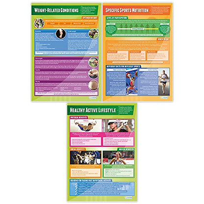 Health, Fitness & Well-Being Class Posters, Set of 5, EXTRA LARGE 33"x23.5" | Gloss Paper, PE Middle & High School Class Decoration, Wall Charts by Daydream Education