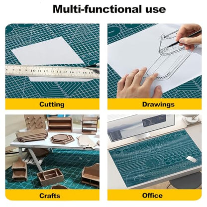 A5 Cutting Mat, Self Healing Sewing Mat, Rotary Craft Mat Double Sided 3-Ply Craft Cutting Board for Sewing Crafts Hobby Fabric Precision Scrapbooking Project Art Supplies, 8.6“ x 5.9”, Grey - color: Gray