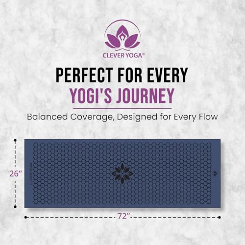 Clever Yoga Hot Yoga Mat Towel – Non-Slip Grip for Hot Yoga, Sweat Absorbent, Honeycomb Silicone Grip, Stays Flat – Ideal for Pilates, Travel, Washable & Lightweight - Dark Blue - color: Darkblue