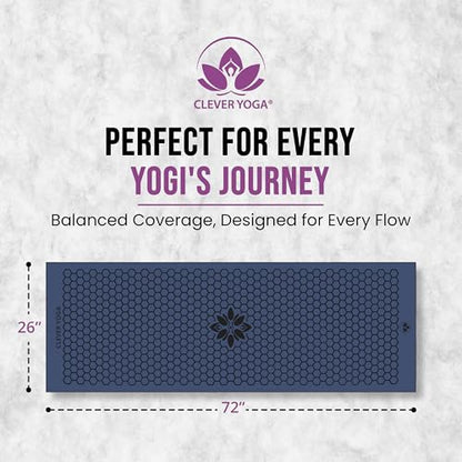 Clever Yoga Hot Yoga Mat Towel – Non-Slip Grip for Hot Yoga, Sweat Absorbent, Honeycomb Silicone Grip, Stays Flat – Ideal for Pilates, Travel, Washable & Lightweight - Dark Blue - color: Darkblue