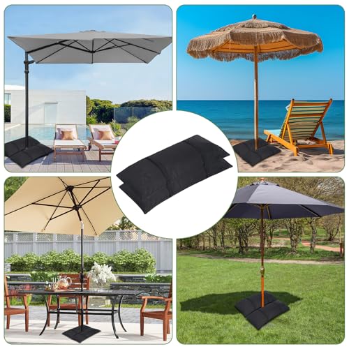 Umbrella Base Weights Sand Bags, 2 x 55LBS Fillable Sandbags for Outdoor Umbrella Stands, Cantilever Umbrellas, Trampolines, Patio Furniture, Garden Backyard Poolside Accessories Black (Without Sand)