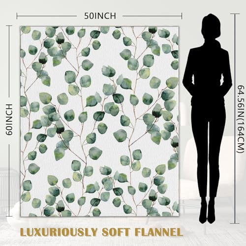 Sage Leaves Blanket, Green Plants Soft Lightweight Throw Blanket for Sofa Couch Bed Room 50x60 inch - color: Sage Green