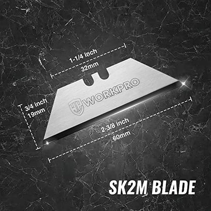 WORKPRO Premium Utility Knife Blades, TAC Diamond Coated SK2M, 10-Pack Utility Blades Replacement with Dispenser - style: 10-Pack