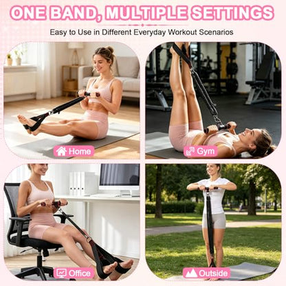 Pedal Resistance Band with Handles, 30-90LB Adjustable Thai Natural Rubber Resistance Bands, 3 Removable Covered Tubes, Full Body Workout Equipment for Abs Arms Legs Waist - color: Black