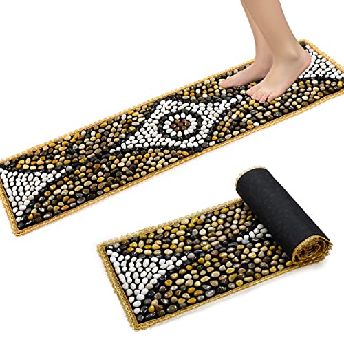 Pebbles Massage Mat, Reflexology Foot Massagers, Foot Pain Relief Massage Rock Pad, Relaxation Gifts for Parents or Friends (60"×15.7") - size: 60"×15.7"