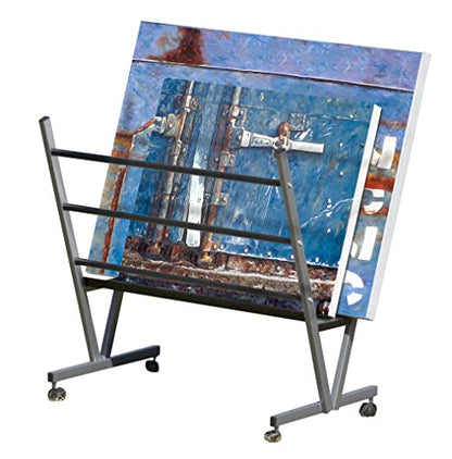 Creative Mark Metal Art Professional Print Rack, Holds Up to 30 x 40" Art, 3-Shelf, Black, Mobile with Rolling Casters, 22"H x 34"W x 6"D