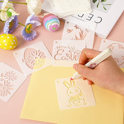Augshy 56 Pack Easter Stencils, Christian Reusable for Painting Crafts | Holiday Stencils Set, Scrapbooking and Drawing, Wall Floor Decor, DIY Rock Painting, Art Projects, 3 Inch, Easter Painting - style: Easter