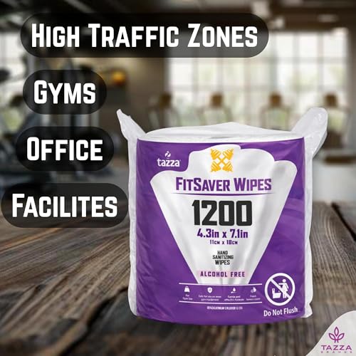 Tazza Wet Wipes, 4 x 1200 Count, Pre Saturated Gym Equipment Cleaning Wipes