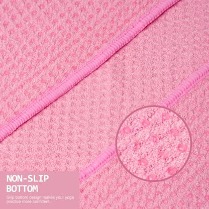 Eunzel 2 Pack Hot Yoga Towel, Non-Slip Yoga Mat Towel with Grip Dots Stickyfiber Sweat Absorbent Towel for Hot Yoga, Pilates and Workout 72" x 24", Pink - color: Pink