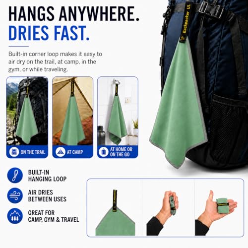 Elite Trail Magic Backpacking Ultralight Quick Dry Microfiber Soft Fast Drying Hand and Face Towel Wash Cloth Camping Yoga Hiking Active Lifestyle Small - color: Mint