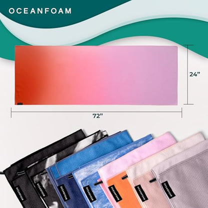 Oceanfoam Beach Towel – Lightweight, Absorbent, Quick-Drying, Sand-Resistant, Non-Slip – Ideal for Workouts, Yoga, Pilates, Beach, Pool, Boat & Travel – 25% Recycled – 72"x24" (Sunset) - color: Sunset