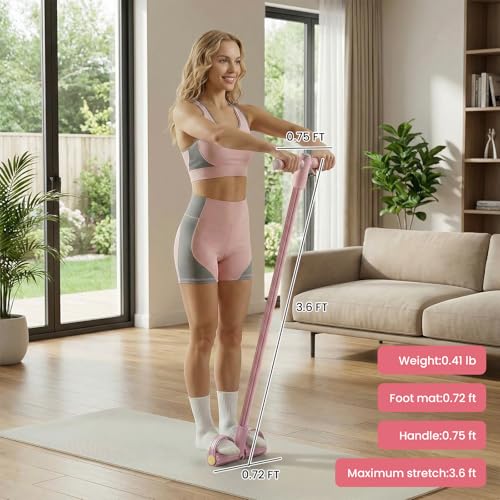 2026 Upgraded 8-Tube Multifunction Pedal Resistance Bands with Handles - Ultra-Strong Tension for Yoga, Full-Body Workout - Ideal for Home, Office & Travel Fitness (Pink)