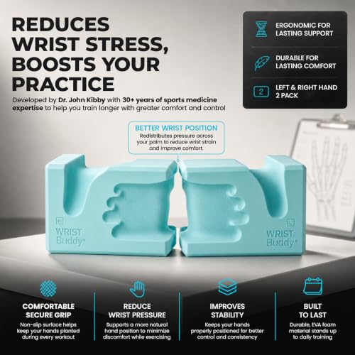WRISTBuddy® Yoga Blocks 2 Pack, High Density Non-Slip, Hand-Shaped Design | 60% less wrist pressure —patented hand-shaped design eases wrist discomfort for yoga, Pilates, push-ups, planks & handstands. - color: Aqua