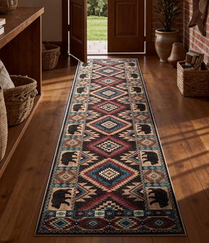 YIHOUSE Washable Western Cabin Runner Rug 2x8 Hallway - color: Bear, size: 2'x8' (Runner)