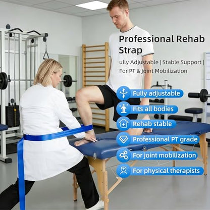 Mobilization Belt with Adjustable Thick Cushioning Pad – Ideal for Physical Therapy, Rehabilitation, Stretching & Mobility Training – Durable Traction Equipment for Therapists and Home Use (Black) - color: Black