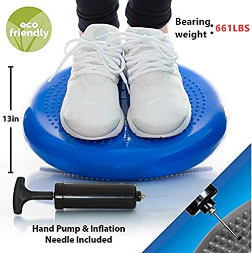 Inflated Stability Wobble Cushion, Yoga Balance Wiggle Seat Pad Disc for Pain Relief, Pelvic Floor Recovery, Rehabilitation Training - color: Blue