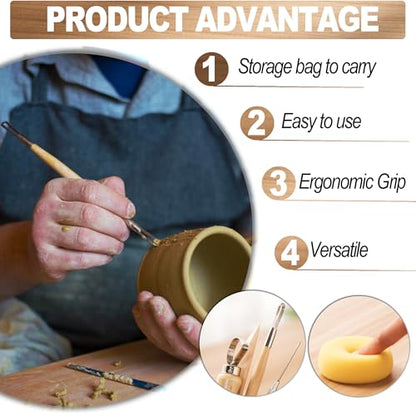 LINPHCEY 40Pcs Clay Sculpting Tools Set Perfect for Polymer Air Dry Modeling Clay Beginners & Professionals Ideal for DIY Pottery & Ceramics Tools for Clay Sculpey Sculpting & Crafting - color: 40PCS/SET