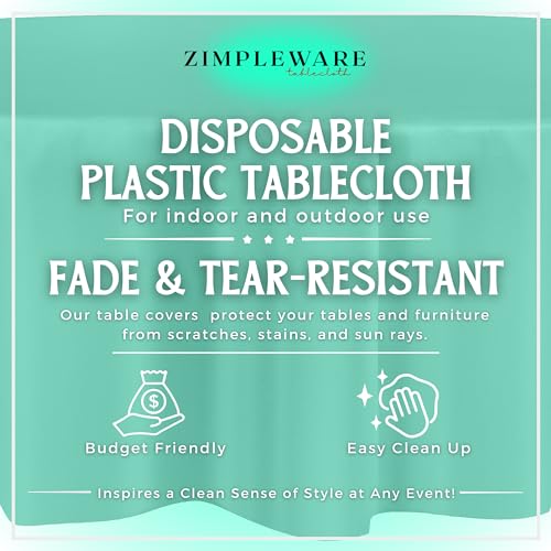 ZIMPLEWARE Premium Aqua Plastic Table Cloth Disposable (12 Pack) Round Tablecloth (84in) Party Table Cloths Disposable, Perfect Table Cloth Round Cover for Any Table Up to 6 Feet - color: Aqua, size: 12 Pack 84" Round