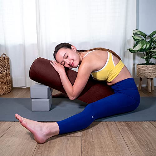 Pranayama Yoga Bolster Meditation Pillow - color: Brown, size: Cylindrical 26" x 8"