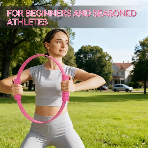 Pilates Ring, 13.5" Silicone Magic Pilates Fitness Circle with Dual Grip, Lightweight & Durable Flexible Resistance Exercise Equipment for Toning Arms, Thighs, Legs, Core