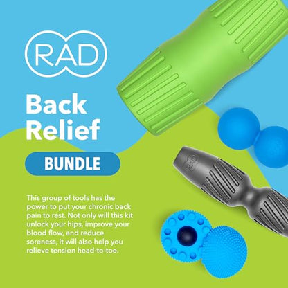 RAD Back Relief Massage Set – Myofascial Release Bundle for Back Pain, Muscle Recovery, and Mobility - Includes Exercise Foam Rollers, XL Peanut Massage Ball, and Neuro Ball Foot Roller - style: Back Bundle – 4-Piece