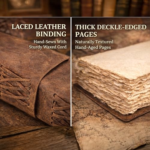 cuero Compass Vintage Leather Journal Antique Handmade Bound Journal with Deckle Edge Paper Diary Leather Sketchbook Drawing Journal Notebook Great Gift Men & Women (Caramel Brown, 11X8 Inch) - size: 11 Inch X 8 Inch
