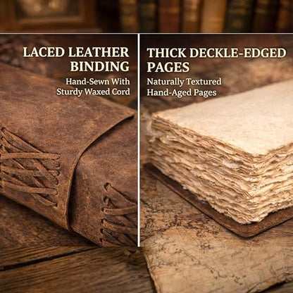 cuero Compass Vintage Leather Journal Antique Handmade Bound Journal with Deckle Edge Paper Diary Leather Sketchbook Drawing Journal Notebook Great Gift Men & Women (Caramel Brown, 11X8 Inch) - size: 11 Inch X 8 Inch