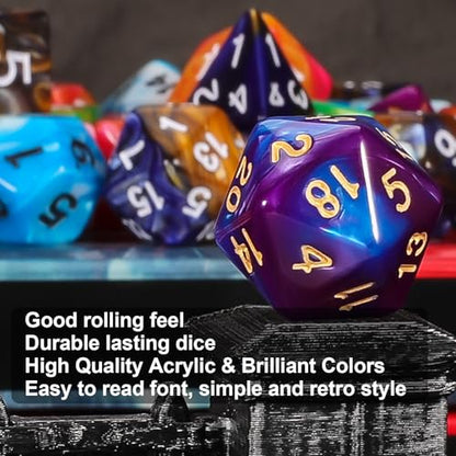 QMAY Mystery Dice Box - 42 Pcs Polyhedral Dice & 6 Pcs Dice Display Tubes - style: Mystery Dice Gift Box (6 set dice)