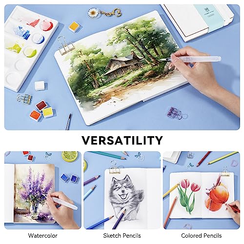 Lightwish Watercolor Journal, 100% Cotton Hot Press Watercolor Paper,140lb/300gsm Acid-Free, 24 Sheets 5.12x7.48” Sketchbook for Adults, Students, and Kids - size: 5.12*7.48 Inches