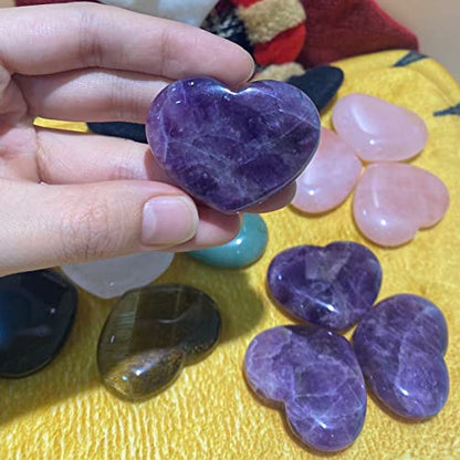QINJIEJIE 1.8" Large Amethyst Stones Heart Healing Crystals Gemstone - color: Z - 1.8" Large - Amethyst Heart