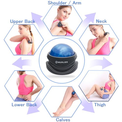 Massage Roller Ball, Tight and Sore Muscles Relief, Manual Massager, Alleviating Shoulder, Arms, Back, Legs, Calves or Muscle Tension | Alleviating Shoulder, Arms, Back, Legs, Calves or Muscle Tension - Blue - color: Blue
