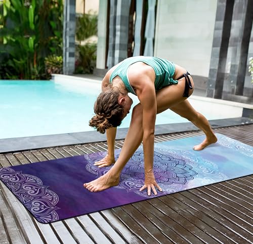 nuveti Yoga Mat Print Extra Thick TPE Non Slip Fitness Exercise Mat with Carrying Bag,72"x24" Extra Thick 6MM Exercise & Workout Mat for Yoga, Pilates Fitness and Floor Exercises - color: ManTuoLuo2