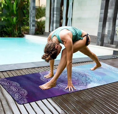 nuveti Yoga Mat Print Extra Thick TPE Non Slip Fitness Exercise Mat with Carrying Bag,72"x24" Extra Thick 6MM Exercise & Workout Mat for Yoga, Pilates Fitness and Floor Exercises - color: ManTuoLuo2