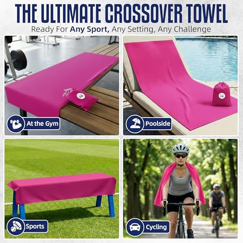 CHEEKY WINX Microfiber Gym Towel – Highly Absorbent Microfiber Sweat Towel, Quick-Dry Lightweight Design, Odour-Resistant Fabric, Matching Carry Bag, Prerry Pink, Large (120 x 60 cm) - color: Pretty in Pink, size: Large