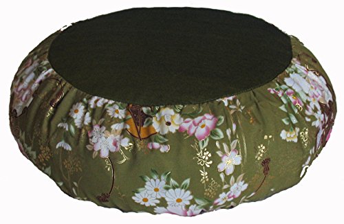 Meditation Cushion Zafu Pillow Japanese Kimono Silk Camilia & Sakura - color: Camilia & Sakura