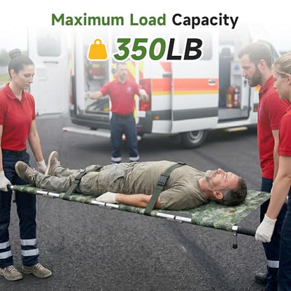 Folding Stretcher for Medical Emergency with Heavy Duty Handles - color: Camo