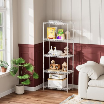 Golpart 5Tier Adjustable Storage Shelves Metal Wire Shelving Standing Shelf - color: White, size: 5-tier-12"Dx22"Wx59"H