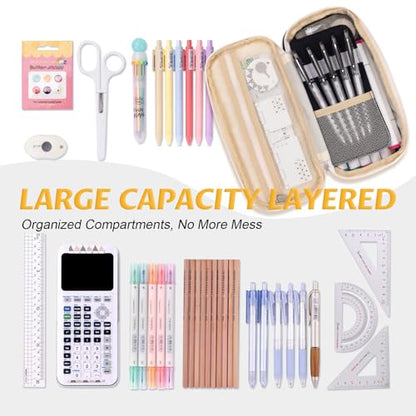 EASTHILL Big Capacity Pencil Pen Case Office College School Large Storage High Capacity Bag Pouch Holder Box Organizer Black White - color: Black White