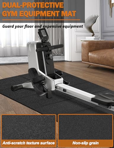 Treadmill Mat, 5'x2.5'/5.6'x2'/6.5'x3'/8'x3',6mm Thickness Exercise Equipment Mat for Carpet Hardwood Floors, Compatible with Walking Pad,Spin Bike,Elliptical Trainer,Rowing Machine - size: 68"L x 24"W x 0.16"Th