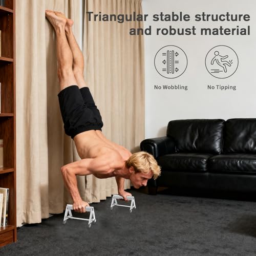 Push Up Stand, Pushup Handles for Strength Training, Heavy-duty Stainless Steel Push Up Bars Gym Exercise Equipment, Hold Up to 500lbs, 1 Pair - color: Aluminum handle Silver