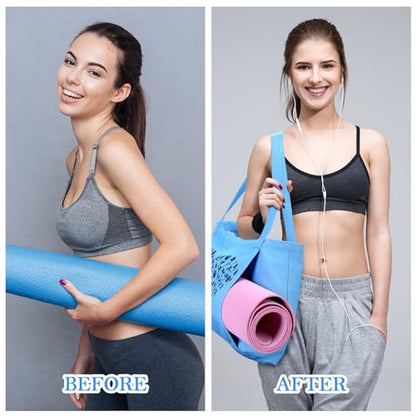 Saintrygo Yoga Bags for Women with Mat Carrier Canvas Pilates Tote Carryall Fits All Your Stuff for Travel Gym Workout - color: Light Blue