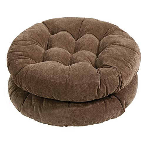 Tiita 22 Inch Floor Cushion - Round Outdoor Chair Cushion Pad - color: (Round)|coffee