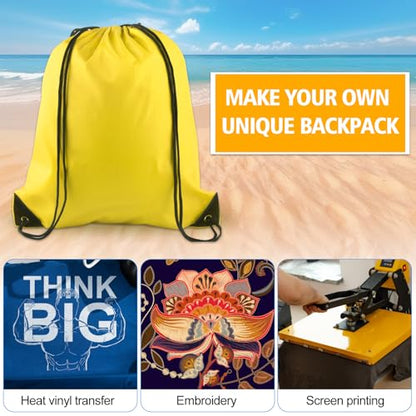 KUUQA 12 Pcs Drawstring Backpack Bags Bulk Yellow - color: Yellow