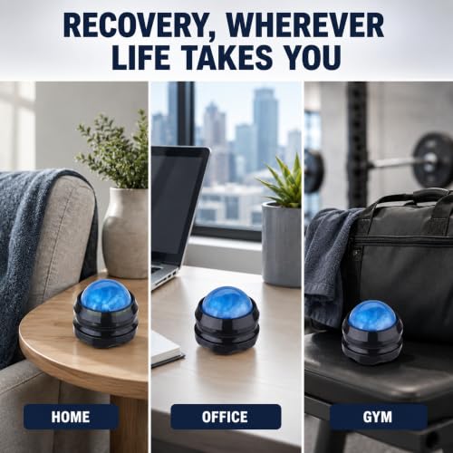 Manual Massage Ball Roller for Essential Oils & Lotion - Blue Handheld Deep Tissue Massager for Back, Neck & Foot Relief - color: Blue