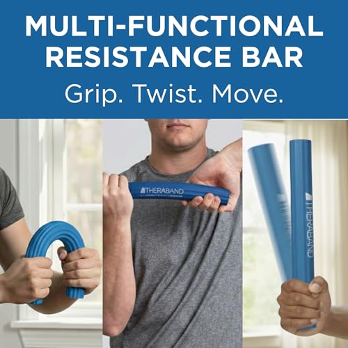 THERABAND FlexBar, Flex Bar, Physical Therapy, Tennis Elbow, Blue | Flex therapy bar for physical therapy, wrist and forearm exercise, with non slip grip and compact design - color: Blue - Heavy, style: Original