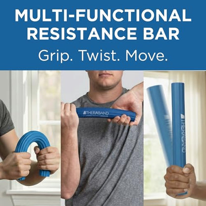 THERABAND FlexBar, Flex Bar, Physical Therapy, Tennis Elbow, Blue | Flex therapy bar for physical therapy, wrist and forearm exercise, with non slip grip and compact design - color: Blue - Heavy, style: Original